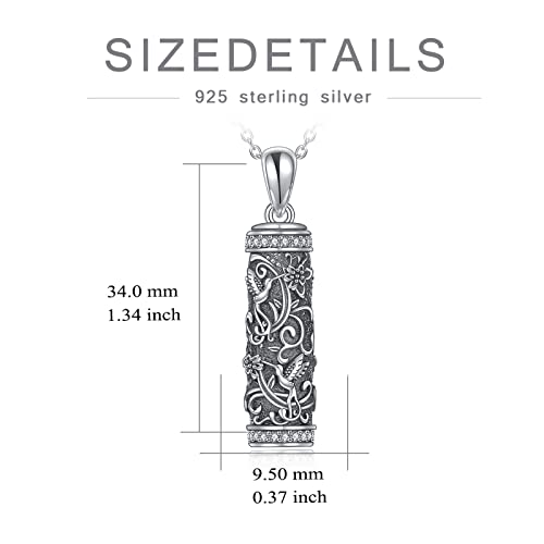 TOUPOP Tree of Life Cremation Jewelry Urn Necklace for Ashes for Women Men 925 Sterling Silver Cylinder Urn Pendant Necklaces for Human Ashes of Loved Ones Keepsake Memorial Gifts - style: 2-Hummingbird