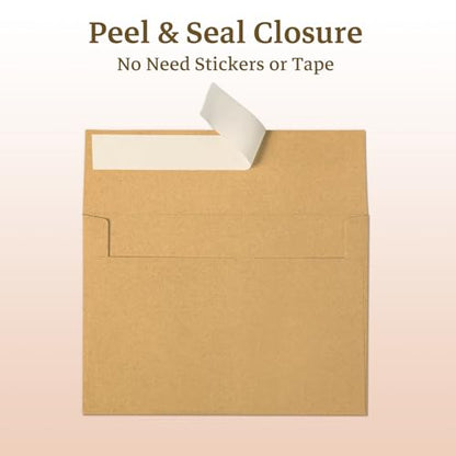 5x7 Brown Kraft Blank Note Cards with Envelopes 100 Pack (Not Folded) - color: Brown, size: 5x7