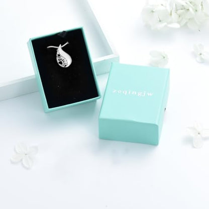 zeqingjw ﻿Pet Paw Print Teardrop Cremation Jewelry Stainless Steel Urn Necklace for Ashes for Dog/Cat Ashes Keepsake Gift for Pet Lovers - color: Silver