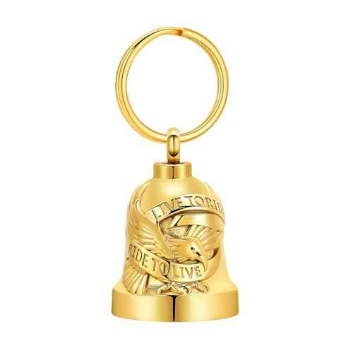 Eagle Love Cremation Keychain Bell Urn Necklaces for Ashes Keepsake Ash Pendant Memorial Urn Keychain Jewelry - color: B-gold