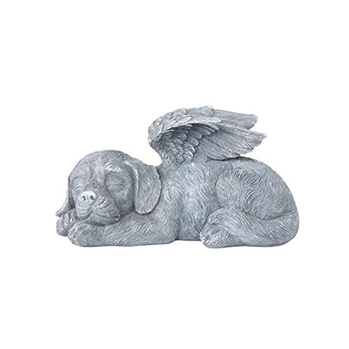 MOOCOCO Angel Dog Cat Memorial Stones Statue, Pet Memorial Tombstone Garden Decor, Grey Resin, Tabletop, Statue - color: Angel Dog