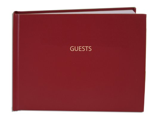 Guest Book Sign-in Registry, Red, Hardbound, 120 Pages | Section Sewn Hard Cover, 8 7/8'' x 7'' - Made in USA - color: Red