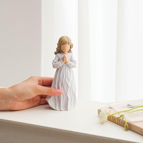 Answered Angel of Prayer Figurine, Solid Resin Praying Angel Figurines Spiritual Decor Statue for Women Girl Religious Hope Sympathy Statues Figure Gifts,Luxury Gift Box with Ribbon &Card-6.2''
