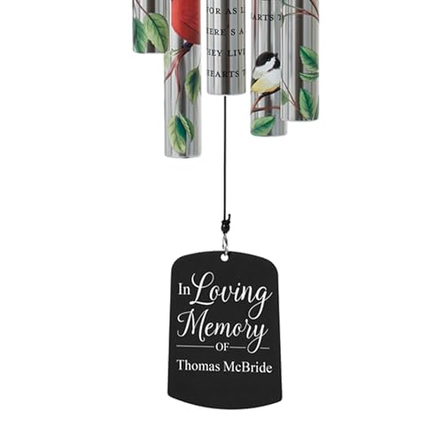 Let's Make Memories Personalized Memorial Wind Chime - Engraved Sonnet - Sympathy - Custom Condolences - in Loving Memory - style: In Loving Memory - Birds