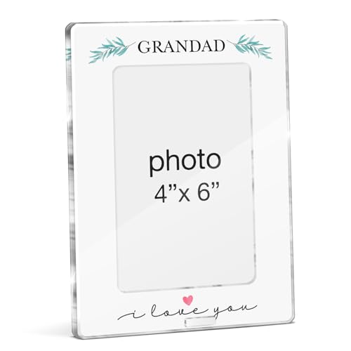 Grandad Gifts Picture Frame, Grandfather Gift From Granddaughter Grandson Kids, I Love You Gifts for Grandpa Pops Grandad Acrylic Picture Frames 4 x 6 Inch Photo - color: F-Grandad