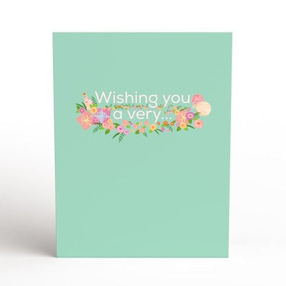 Lovepop Delicate Floral Happy Birthday Pop-Up Card with Envelope | Paperpop Card; 3D Garden Basket Greeting Card for Women, Men, Mom, Dad, Wife, Husband - color: Delicate Floral Happy Birthday Basket