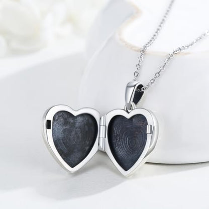 Heart Photo Locket Necklace Sterling Silver for Women | Dragonfly, Butterfly, Turtle, Dog Paw and Mother Daughter Styles, Jewelry Gifts for Mom Christmas Birthday Anniversary. - style: 4-Always in My Heart