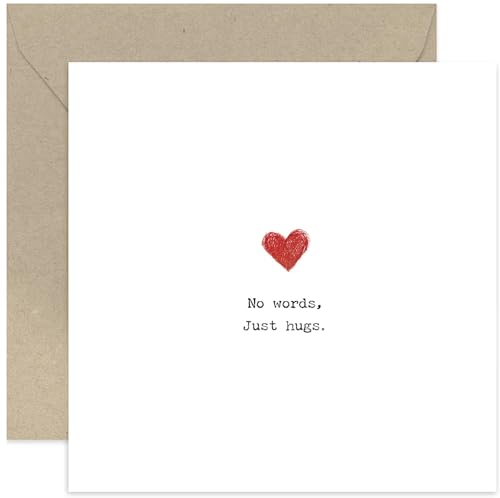 Sympathy Cards - 'No Words Just hugs' Thinking of You for Women and Men - Bereavement Gifts for Loss of Dad Mum Sister Brother Husband Wife, Memorial Present - Blank Inside with Envelope