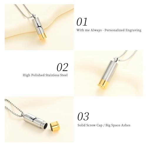 Oinsi Shotgun Shell Cremation Jewelry Urn Necklace For Ashes Of Loved Ones -Dad/Mom/Son/Grandma/Grandpa Cylinder Memorial Locket Pendant Necklace - color: Deer