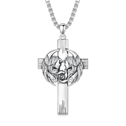 PROESS Cross Necklace for Women Men Sterling Silver Rose/Sunflower Cross Pendant Religious Jewelry Christmas Birthday Mothers' Day Gifts - color: 01-08-Gemini