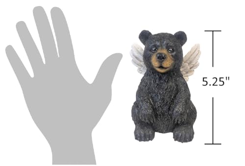 The Bridge Collection Black Bear Angel Figurine – Faith Animal Memorial | Hand-Painted Inspirational Animal with Angel Wings Indoor & Outdoor Cabin & Home Decor