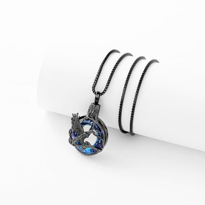 Tree of Life Urn Necklace for Ashes Eagle Ring Cremation Jewelry Eagle Keepsake Memorial Human Pets Ash Pendant Holder Gift for Women Men - color: customize