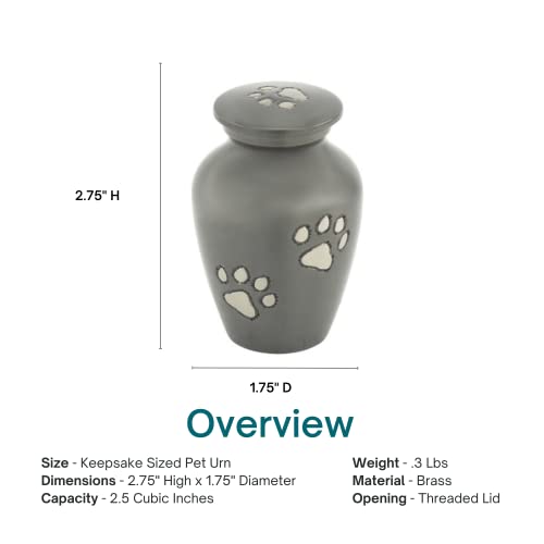 Classic Slate Pet Keepsake Cremation Urn for Ashes, Brass, Gray Urn, Dog Urn, Cat Urn, Keepsake Sized Pet Urn, 2.75 Inches High - color: Gray