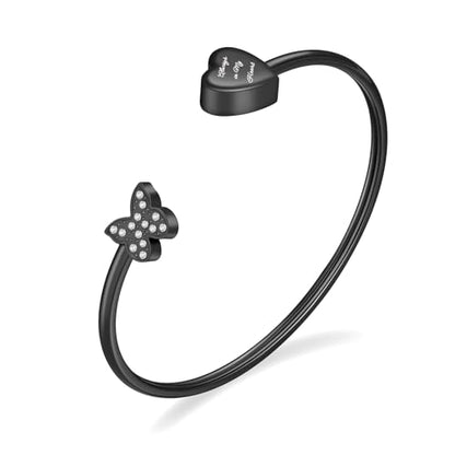 Heart Cremation Bracelets for Ashes Crystal Butterfly Urn Bracelets Stainless Steel Openable Cuff Bangle Memorial Keepsakes Jewelry for Men Women - color: Customize