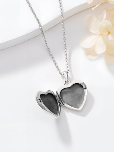 Personalized Heart Locket Necklace That Holds Pictures 925 Sterling Silver Custom Photo Lockets Necklaces Jewelry Gifts for Family Women Lover - color: Skull, style: Locket Only