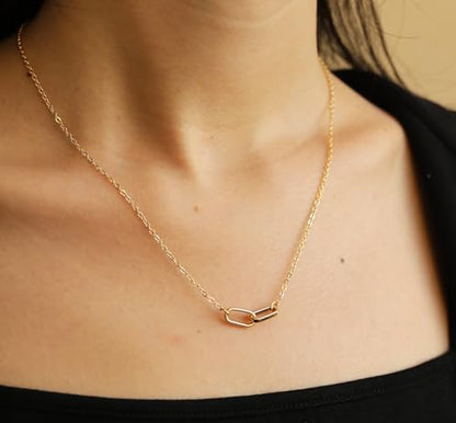 RZKING Golden Necklace for Women, Gifts for Best Friend Sister Mom Daughter - style: Paper Clip