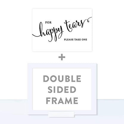 Andaz Press Wedding Framed Party Signs, Formal Black and White, 5x7-inch, For Happy Tears Tissue Kleenex Ceremony Sign, 1-Pack, Includes Frame - color: Activity Tissues