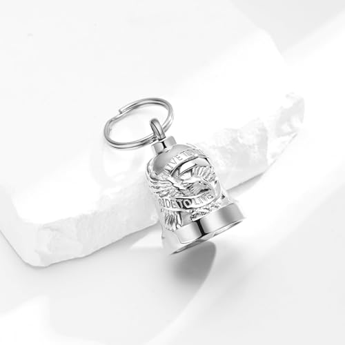 Eagle Love Cremation Keychain Bell Urn Necklaces for Ashes Keepsake Ash Pendant Memorial Urn Keychain Jewelry - color: B-silver