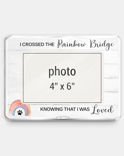 Rainbow Bridge Dog Memorial Gifts Picture Frame, Loss of Dog Sympathy Gift, Pet Memorial Gifts for Cats Dogs, Pet Keepsake Photo Frame for 4 x 6 Inch Photo