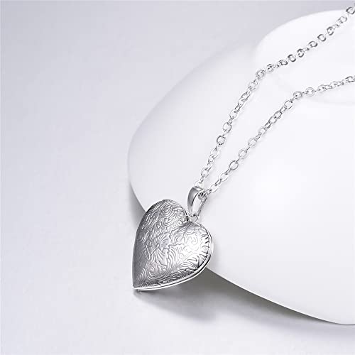 2 Pcs Locket Necklace that Holds Pictures Stainless Steel Locket Pendant Necklace Memory Photo Pendant Necklace for Women Girls - color: Heart style 5