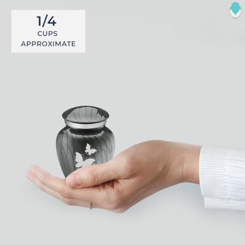 Keepsake Embrace Custom Engraved Butterflies Cremation Urn (Pearl Silver) - color: Pearl Silver