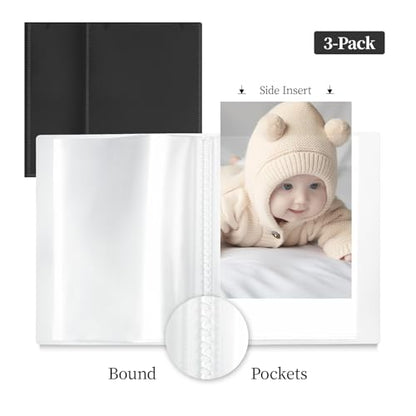 Vienrose Small Photo Album 6 Pack 5x7 Holds 52 Photos Each Black - color: Black, size: 5x7 (3 PK)