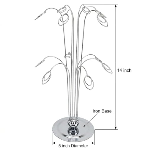HOHIYA 14" Photo Display Tree with 12 Clips Stainless Steel Stand | Displays photos, cards, notes and memories with 12 clips for home, weddings, offices and seasonal celebrations.