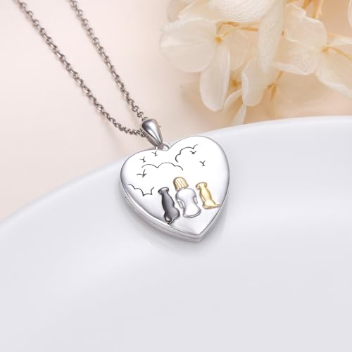 DAOCHONG Heart Locket Necklace Photo Memory Jewelry for Women | Sterling Silver Cremation Pendant | Holds 2 Photos | Keepsake for Women Mom Grandma Daughter | Memorial for Loved Ones & Pets - style: Dog Photo Locket Necklaces