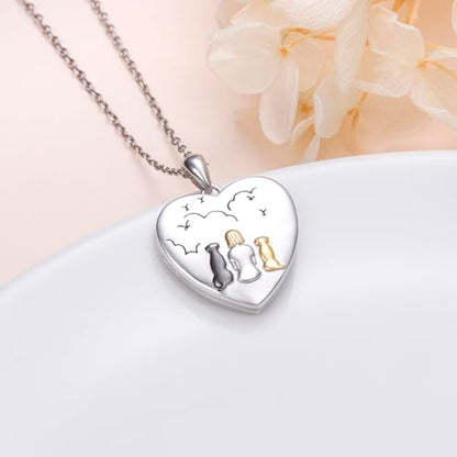 DAOCHONG Heart Locket Necklace Photo Memory Jewelry for Women | Sterling Silver Cremation Pendant | Holds 2 Photos | Keepsake for Women Mom Grandma Daughter | Memorial for Loved Ones & Pets - style: Dog Photo Locket Necklaces