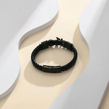Cremation Jewelry Urn Bracelet for Human Ashes for Women Men Memorial Keepsake Cuff Leather Bracelet - color: Maple Leaf