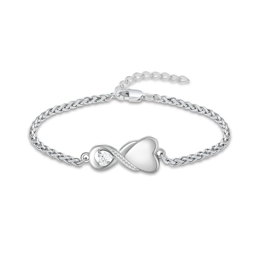 shajwo Cremation Jewelry Infinity Heart Urn Bracelet for Women | Human Ashes, Adjustable, Memorial Keepsake, Link Bracelet - color: White