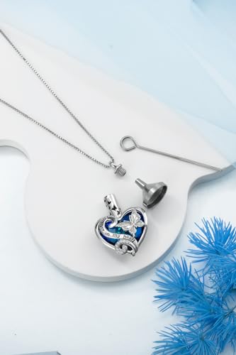 WINNICACA Silver Cremation Urn Necklaces for Ashes of Loved Ones - style: Butterfly Crystal Necklace