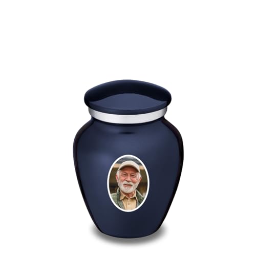 Embrace Keepsake Personalized Picture Cremation Urns for Human Ashes I Cobalt Blue Photo Funeral Urn for Men and Women with Double Side Engraving I 3.5 lbs - color: Cobalt Blue