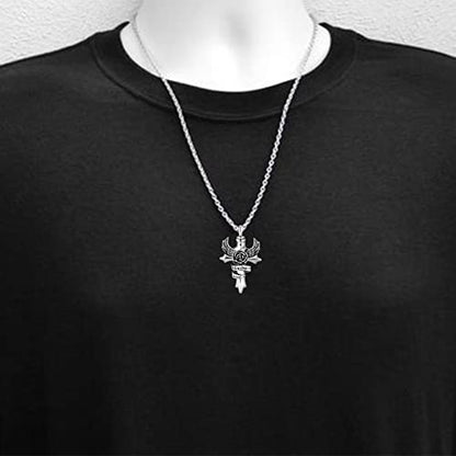 TGLS In Loving Memory Angel Wing Cross Urn Necklace for Mom Dad Grandma Human Ashes Family Members Memorial Keepsake Cremation Pendant Jewelry - style: Grandpa