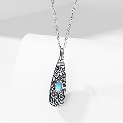 Sterling Silver Flower Tree Life Cremation Urn Necklace for Women - color: Tear *Cherry (Mo/St)