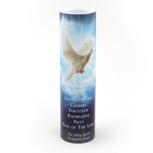 Holy Spirit Blue LED Flameless Devotional Prayer Candle