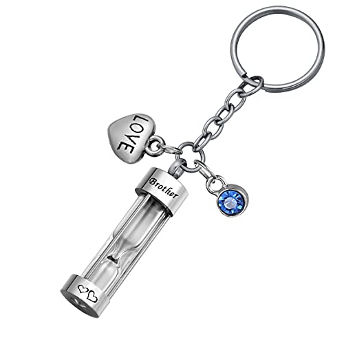 Hourglass Ashes Keychain Urn Pendant Memorial Keepsake Cremation Jewelry Brother - Customized - color: Brother - Customized