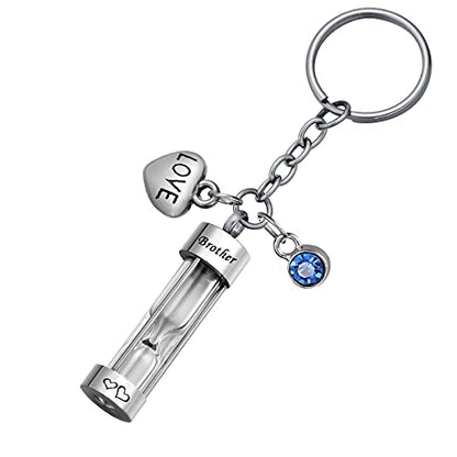 Hourglass Ashes Keychain Urn Pendant Memorial Keepsake Cremation Jewelry Brother - Customized - color: Brother - Customized