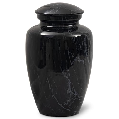 Urn for Ashes Adult Male,Decorative Large Cremation Urn for Men ﻿ | Black Marble Finish Urn for Man & Women,Memorial Urns for Dad/Father/Grandpa/Brother - color: Black Marble Finish