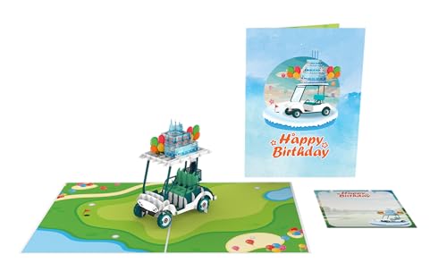 iGifts And Cards Hole-in-One Golf Cart 3D Pop-Up Card Birthday Fun 6"x8" | Friend, Coworker, Coach, Surprise Bday Greeting, Golf Lover, Sports Theme, Outdoor Celebration, Keep Swinging, With Notecard - color: Golf Cart Birthday