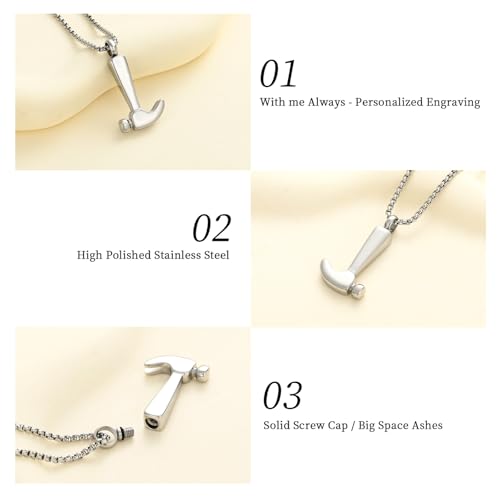 Oinsi Men's Cremation Jewelry Made Of 316L Stainless Steel Hammer Memorial Urn Necklace Pendant Keepsake Holder Jewelry For Ashes - color: A-Customize