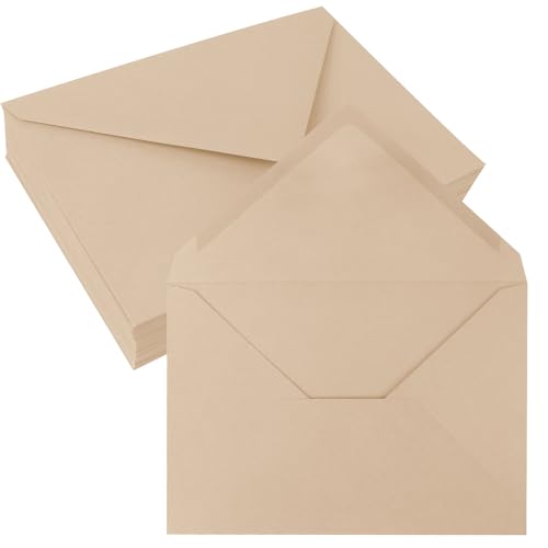 50 Pack 5x7 Envelopes, Brown A7 Gummed Envelopes | 5.4"X7.6" Fits 5x7 Cards, 100 lb/150 gsm Paper, Moisture-Seal, Smooth Printing, for Invitations, Photos, Crafts & More - color: Brown, size: 5x7