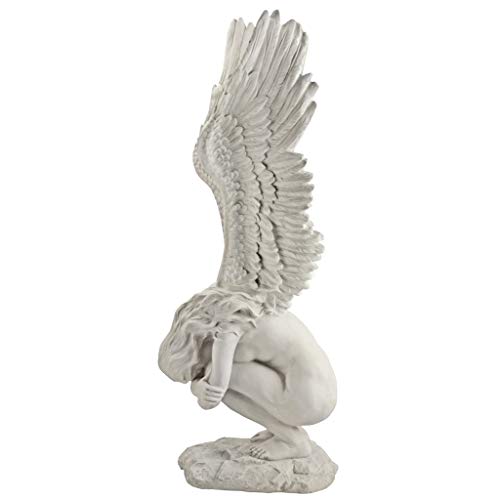 Design Toscano Remembrance and Redemption Angel Religious Indoor/Outdoor Garden Statue, From Base to Top of the Wings Nearly 3 feet tall! Tall, Cast Stone Resin, Antique Stone Finish - style: LARGE REMEMBRANCE AND REDEMPTION