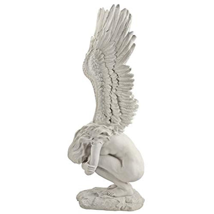 Design Toscano Remembrance and Redemption Angel Religious Indoor/Outdoor Garden Statue, From Base to Top of the Wings Nearly 3 feet tall! Tall, Cast Stone Resin, Antique Stone Finish - style: LARGE REMEMBRANCE AND REDEMPTION