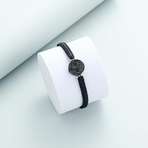 Urn Bracelet for Ashes Tree of Life Cremation Jewelry Adjustable Keepsake Bracelet Memorial Jewelry tainless Steel Ashes Pendant for Women Men - color: black