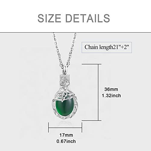 Gredstar Tree of Life Urn Necklace for Ashes, Birthstone Memorial Pendant | Teardrop Design, Love Symbol Detail, 12 Birthstone Colors, Stainless Steel, Ashes Holder, Funnel Kit Included - color: May