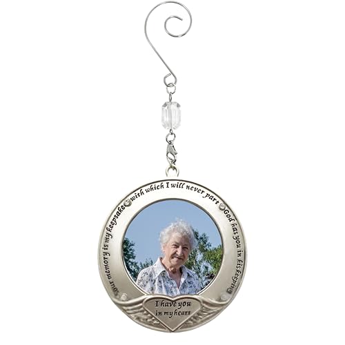 Memorial Photo Christmas Ornament – I Thought of You with Love Today Bereavement Ornament – in Loving Memory Picture Keepsake for Loss of Loved One – Gift with Storage Bag – Custom Photo Option – 3" - size: 1 Non-Customized