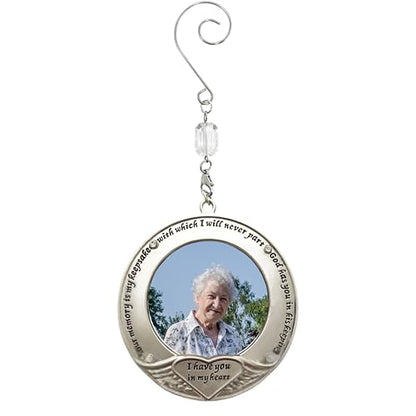 Memorial Photo Christmas Ornament – I Thought of You with Love Today Bereavement Ornament – in Loving Memory Picture Keepsake for Loss of Loved One – Gift with Storage Bag – Custom Photo Option – 3" - size: 1 Non-Customized