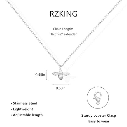 RZKING Silvery Necklace for Women, Gifts for Friend Mom Daughter Teacher - style: Bee