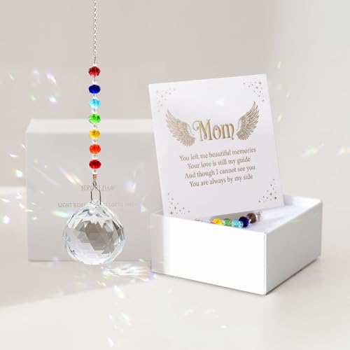 Hgelda Mom Sympathy Gifts for Loss Crystal Suncatcher Ornaments - color: Mom